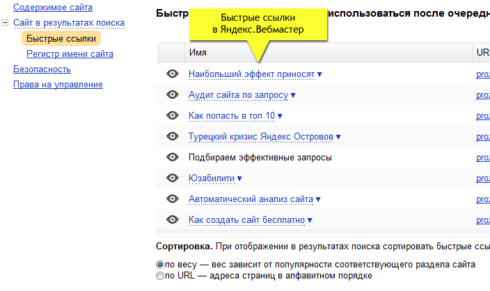 Быстрые ссылки. Вебмастер быстрые ссылки. Подразделы сайта в поисковой выдаче. Что такое регистр имени сайта. Кликабельный список на сайте.